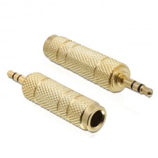 DELOCK Προσαρμογέας Μικροφώνου Υποδοχής Ήχου 3.5mm Stereo Αρσενικό σε 6.35mm Θηλυκό Stereo Επίχρυσο