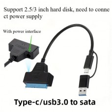2-σε-1 Προσαρμογέας Μετατροπέας USB 3.0/Type C  Σε SSD SATA 2.5” HDD SSD (Μαύρο/Μπλε) (OEM)