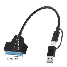 2-σε-1 Προσαρμογέας Μετατροπέας USB 3.0/Type C  Σε SSD SATA 2.5” HDD SSD (Μαύρο/Μπλε) (OEM)