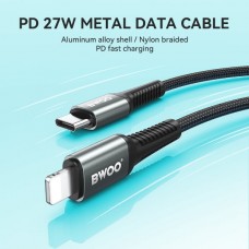 BWOO BO-X288C-L Καλώδιο Κορδόνι USB-C σε Lightning PD (27W) (3m) (Μαύρο)