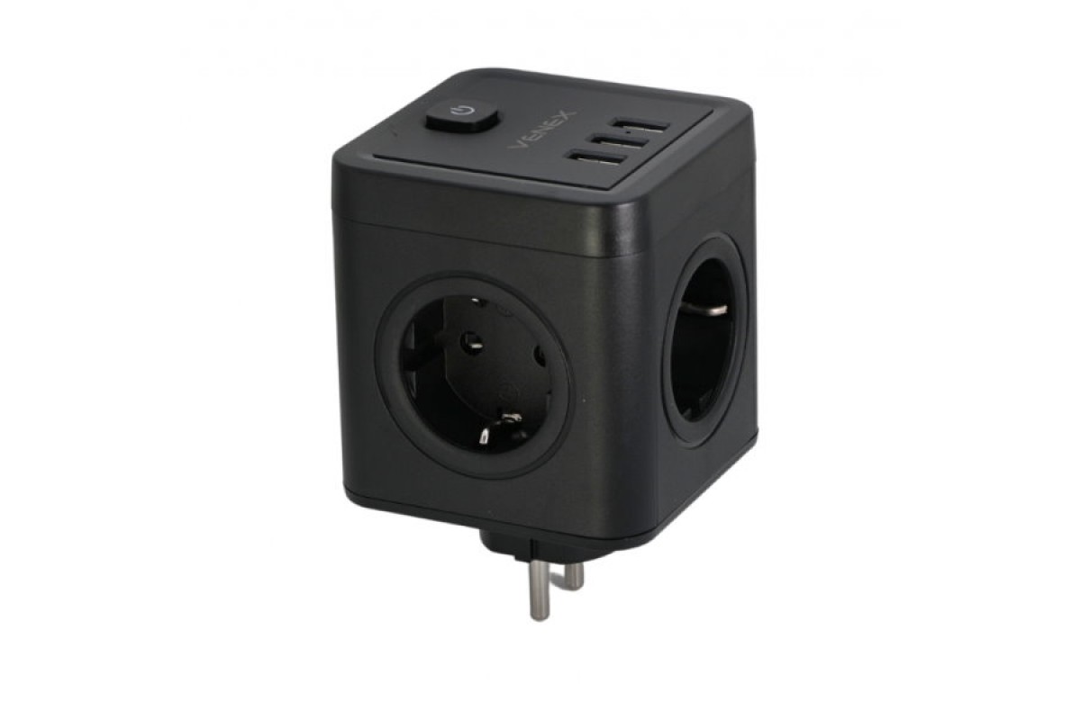 VENEX TW3U4E-B Πολύπριζο Κύβου 4x Sh...