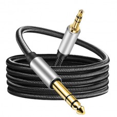 Επίχρυσο  Καλώδιο Κορδόνι Νάιλον 6.35mm σε 3.5mm (2m) (Μαύρο) (OEM)