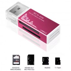 DKQ-8 Αναγνώστης Καρτών USB 2.0 SD / SDHC / MicroSD TF / Mini SD (Κόκκινο) (OEM)