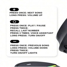 TREQA XH-647 Ασύρματα Bluetooth Ακουστικά (Μαύρο) (RGB)