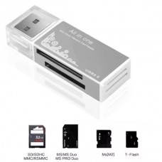 DKQ-8 Αναγνώστης Καρτών USB 2.0 SD / SDHC / MicroSD TF / Mini SD (Ασημί) (OEM)