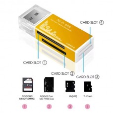 DKQ-8 Αναγνώστης Καρτών USB 2.0 SD / SDHC / MicroSD TF / Mini SD (Χρυσό) (OEM)