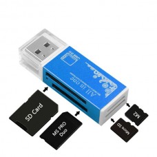DKQ-8 Αναγνώστης Καρτών USB 2.0 SD / SDHC / MicroSD TF / Mini SD (Μπλε) (OEM)