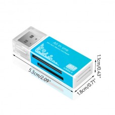 DKQ-8 Αναγνώστης Καρτών USB 2.0 SD / SDHC / MicroSD TF / Mini SD (Μπλε) (OEM)