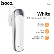 HOCO E201  Ασύρματο Handsfree Ακουστικό ENC με Διπλό Μικρόφωνο BT 6.0 (Λευκό)