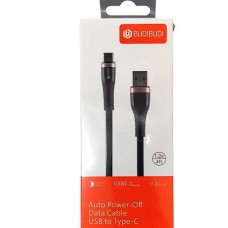 BUDIBUDI 004  Καλώδιο Κορδόνι Νάιλον USB-A σε Type-C (3Α) (1.2m) (100W) (Μαύρο)
