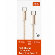 BUDIBUDI 018  Καλώδιο Κορδόνι Νάιλον Type-C σε Lightning (3Α) (1.2m) (100W) (Ασημί/Μπεζ)