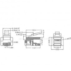 Τηλεφωνικό βύσμα 6P6C RJ12 (Διάφανο) (OEM)