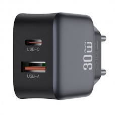 XO L156 Φορτιστής Ταξιδιού Γρήγορης Φόρτισης USB Type C / USB (3A) (30W) (Μαύρο)