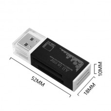 DKQ-8 Αναγνώστης Καρτών USB 2.0 SD / SDHC / MicroSD TF / Mini SD (Μαύρο) (OEM)
