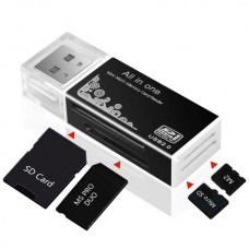 DKQ-8 Αναγνώστης Καρτών USB 2.0 SD / SDHC / MicroSD TF / Mini SD (Μαύρο) (OEM)
