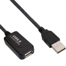 Καλώδιο Επέκτασης USB 2.0 Αρσενικό σε USB 2.0 Θηλυκό με Ενισχυτή (10m) (Μαύρο) (OEM)