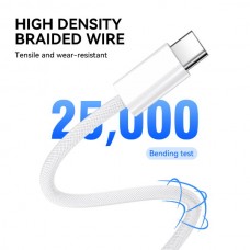 BWOO  BO-X284 Καλώδιο Κορδόνι Νάιλον USB-C σε USB-C PD (60W) (2M) (Λευκό)