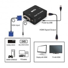 Προσαρμογέας Μετατροπέας VGA & 3.5mm Audio σε HDMI (Μαύρο) (OEM)