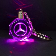 Κρυστάλλινο Οκτάγωνο Διάφανο Μπρελόκ Αυτοκινήτου “Μερσεντές” (LED Χρωματισμός) (OEM)