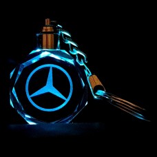 Κρυστάλλινο Οκτάγωνο Διάφανο Μπρελόκ Αυτοκινήτου “Μερσεντές” (LED Χρωματισμός) (OEM)