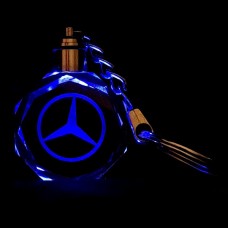 Κρυστάλλινο Οκτάγωνο Διάφανο Μπρελόκ Αυτοκινήτου “Μερσεντές” (LED Χρωματισμός) (OEM)
