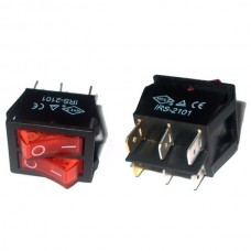 Φωτιζόμενος Διακόπτης Διπλός ON-OFF 230V / 15A (Μαύρο/Κόκκινο) (OEM)