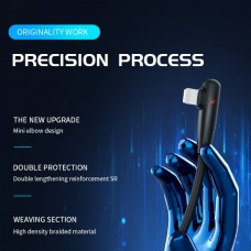 Καλώδιο Κορδόνι  Νάιλον Συγχρονισμού Δεδομένων/Φόρτισης Γωνία 90° (3Α) (30cm) (Κόκκινο/Μαύρο) (OEM)