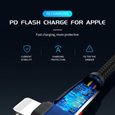 Καλώδιο Κορδόνι  Νάιλον Συγχρονισμού Δεδομένων/Φόρτισης Γωνία 90° (3Α) (30cm) (Κόκκινο/Μαύρο) (OEM)