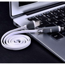 Καλώδιο Συγχρονισμού Δεδομένων/Φόρτισης Επίπεδο 2 σε 1 Micro USB 8 Pin Lightning (1.0m) (Λευκό) (OEM)