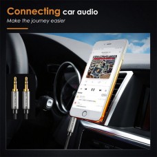 CABLETIME AV311 Καλώδιο Κορδόνι Νάιλον 3.5mm Αρσενικό σε 3.5mm Αρσενικό Επίχρυσο (1m) (Μαύρο)