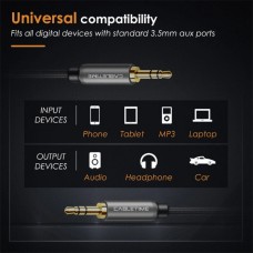 CABLETIME AV311 Καλώδιο Κορδόνι Νάιλον 3.5mm Αρσενικό σε 3.5mm Αρσενικό Επίχρυσο (1m) (Μαύρο)