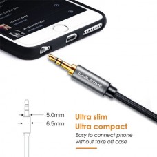 CABLETIME AV311 Καλώδιο Κορδόνι Νάιλον 3.5mm Αρσενικό σε 3.5mm Αρσενικό Επίχρυσο (1m) (Μαύρο)