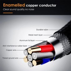 CABLETIME AV311 Καλώδιο Κορδόνι Νάιλον 3.5mm Αρσενικό σε 3.5mm Αρσενικό Επίχρυσο (1m) (Μαύρο)