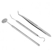 Εργαλεία Οδοντιάτρων Τσιμπιδάκι Καθρέπτης Εσκαφέας (3τμχ) (Ασημί) (OEM)