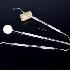 Εργαλεία Οδοντιάτρων Τσιμπιδάκι Καθρέπτης Εσκαφέας (3τμχ) (Ασημί) (OEM)