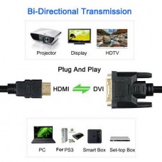 DOONJIEY Μετατροπέας Καλώδιο HD 1080P HDMI Αρσενικό σε DVI-D Αρσενικό Αμφίδρομο για HDTV (1.0m) (Μαύρο)
