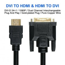 DOONJIEY Μετατροπέας Καλώδιο HD 1080P HDMI Αρσενικό σε DVI-D Αρσενικό Αμφίδρομο για HDTV (1.0m) (Μαύρο)