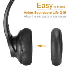 Κάλυμμα Μαξιλαριών Ακουστικών για Anker Soundcore Life Q10 / Life 2 NEO με Βάση (Δερματίνη) (Μαύρο) (OEM)