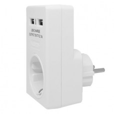 POWERTECH PT-767 Αντάπτορας Ρεύματος Schuko 2x USB (Λευκό)