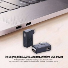 Προσαρμογέας Μετατροπέας Micro USB 2.0 OTG 90ο με Αριστερή Γωνία (Μαύρο) (OEM)