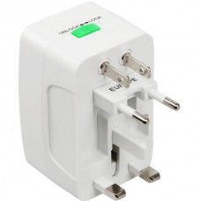 Μετατροπέας Βύσματος Εναλλασσόμενου Ρεύματος Γενικής Χρήσης US UK AU EU Ταξιδιού με Θήκη Μεταφοράς & 2 USB Πόρτες (Λευκό) (OEM)