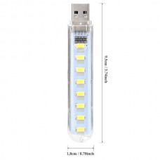 Φορητή Μονάδα USB Led για Φως Ανάγνωσης / Φακός / Φωτάκι Νυκτός (8 Led ) (Ψυχρό) (ΟΕΜ)