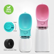 Αντιβακτηριακό Φορητό Μπουκάλι Νερού για Κατοικίδια με Φίλτρο Ενεργού Άνθρακα (350ml) (Ροζ) (OEM)