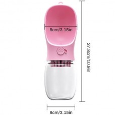 Αντιβακτηριακό Φορητό Μπουκάλι Νερού για Κατοικίδια με Φίλτρο Ενεργού Άνθρακα (350ml) (Ροζ) (OEM)