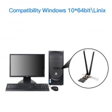 DIEWU TXA069 PCIe Κάρτα δικτύου Διπλής Συχνότητας 2.4 GHz/5.0 GHz  (10/100/1300Mbps) (5dBi)
