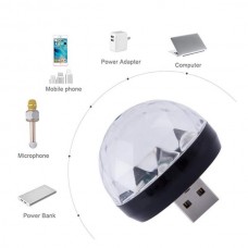 Μίνι Φορητή USB LED Disco DJ Μπάλα με Αντάπτορα Micro USB (Μαύρο) (OEM)