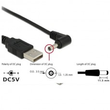 Καλώδιο Τροφοδοτικού Φορτιστή USB σε 5.5*2.1mm DC5V Γωνιακό (1.5m) (Μαύρο) (OEM)