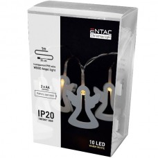 ENTAC ECL-WA-10WW Χριστουγεννιάτικα Εσωτερικά Ξύλινα Αγγελλάκια – Με Λειτουργία Μπαταρίας (Ζεστό Φωτισμός) (10Led)