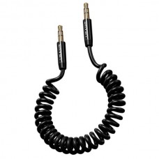 USAMS US-SJ256  Καλώδιο Σπιράλ 3.5mm Αρσενικό σε 3.5mm Αρσενικό Νικέλιο 3 Pin (1.2m) (Μαύρο)