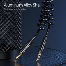 USAMS US-SJ256  Καλώδιο Σπιράλ 3.5mm Αρσενικό σε 3.5mm Αρσενικό Νικέλιο 3 Pin (1.2m) (Μαύρο)